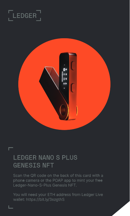 Thẻ POAP đi kèm trong hộp Ledger Nano S Genesis NFT
